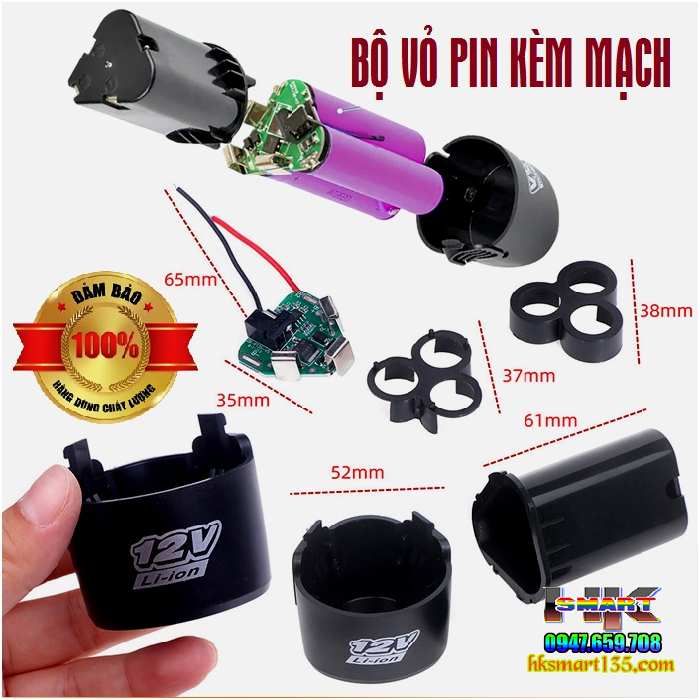 Pin Lithium-Ion 12V dung lượng cao cho máy khoan máy mài cầm tay
