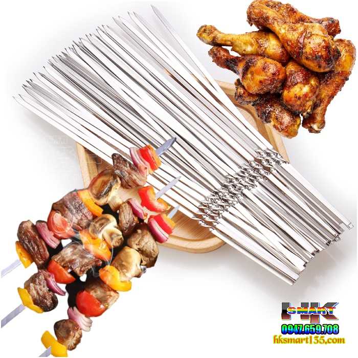 Combo 10 que xiên nướng thịt bằng inox | HK.SMART SHOP