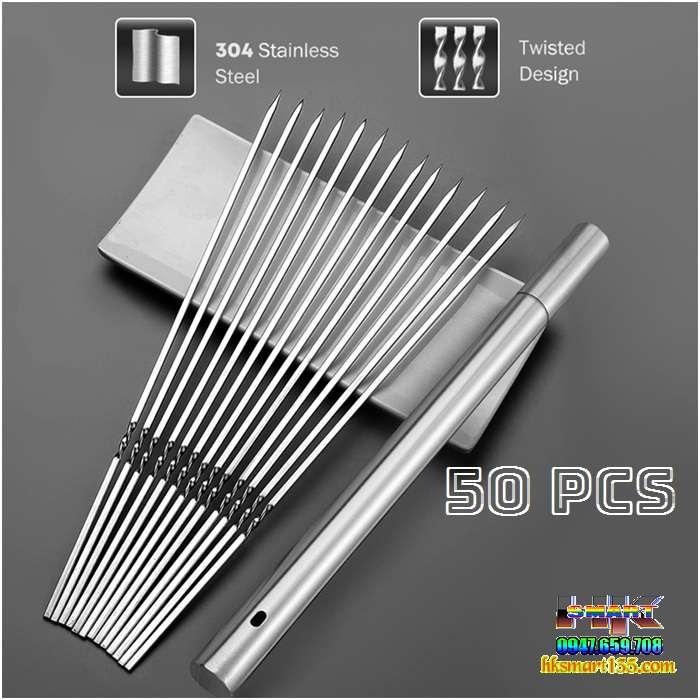 Combo 10 que xiên nướng thịt bằng inox | HK.SMART SHOP