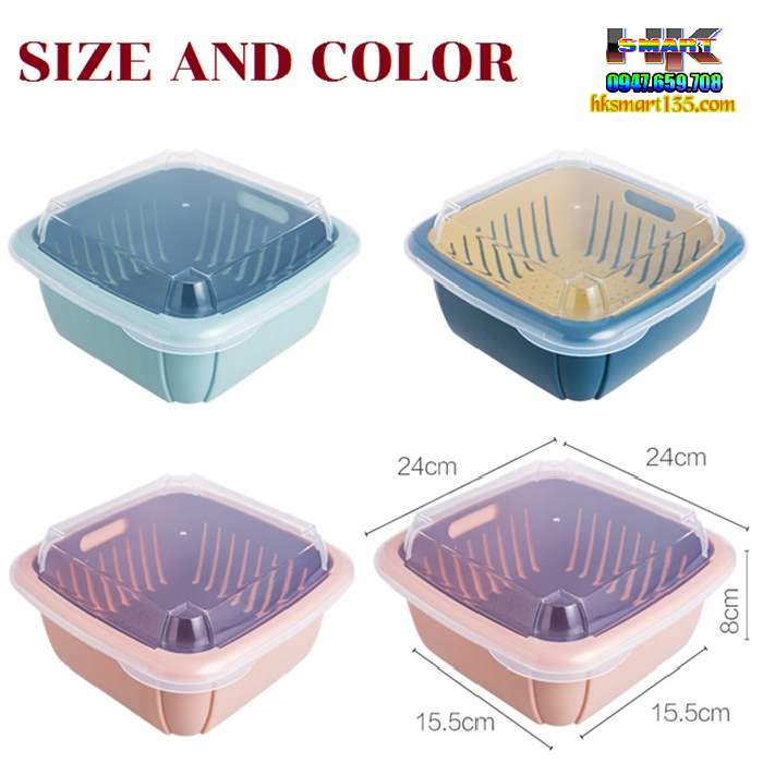Set Rổ Vuông 3 in 1 Kèm Chậu Và Nắp
