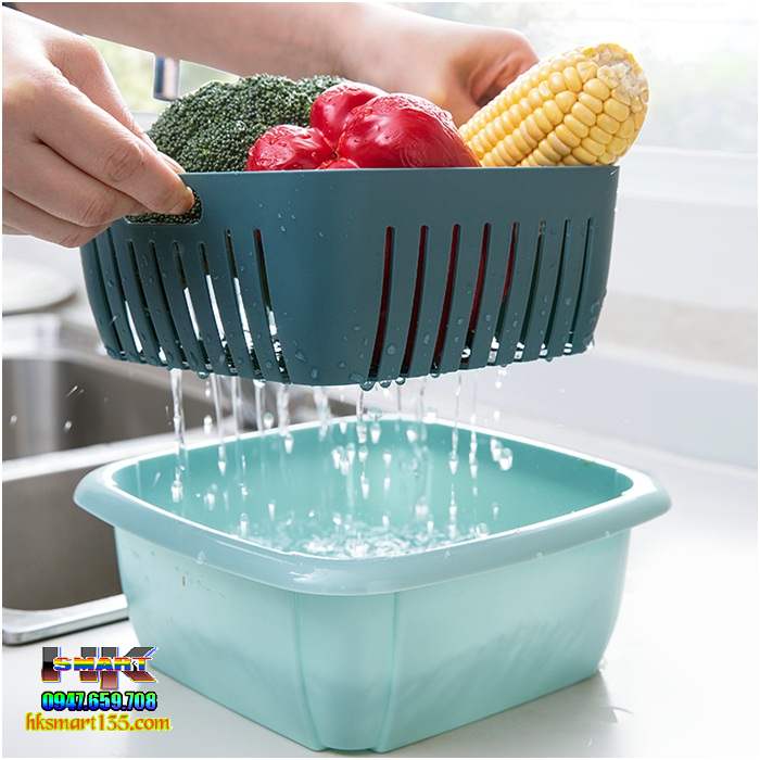 Set Rổ Vuông 3 in 1 Kèm Chậu Và Nắp