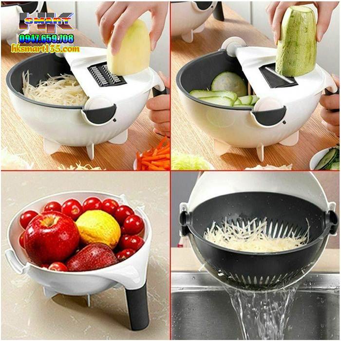 Bộ Dụng Cụ Rổ Kiêm Nạo Rau - Củ - Quả 7 Trong 1