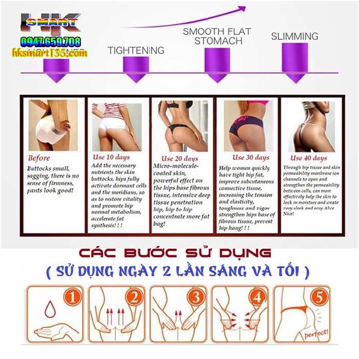Kem Nâng Mông Cải Thiện Mông Lép Tăng Độ Săn Chắc Độ Dẻo Sadoer 60gr
