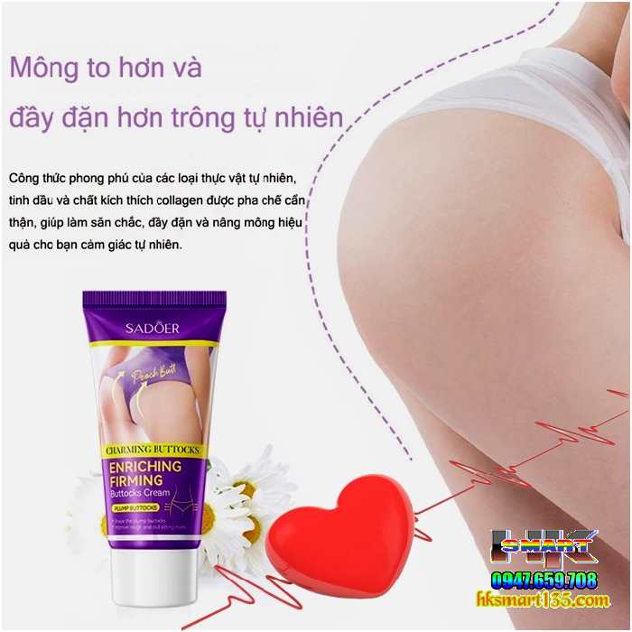 Kem Nâng Mông Cải Thiện Mông Lép Tăng Độ Săn Chắc Độ Dẻo Sadoer 60gr