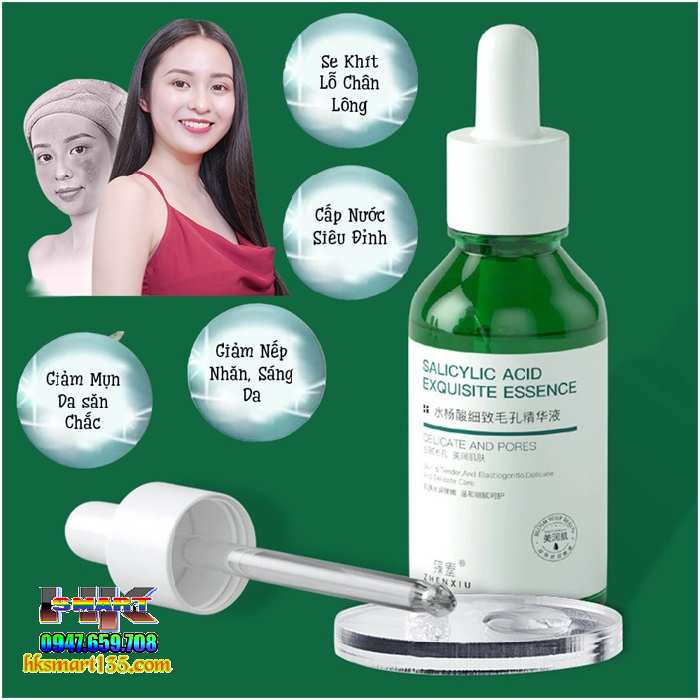 Serum Axit Salicylic 30ml/ 60gr- Tinh Chất Se Khít Thu Nhỏ Lỗ Chân Lông, Lột Mụn Đầu Đen, Dưỡng Trắng Chống Lão Hóa Trẻ Hóa Làn Da