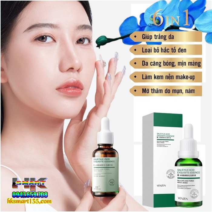Serum Axit Salicylic 30ml/ 60gr- Tinh Chất Se Khít Thu Nhỏ Lỗ Chân Lông, Lột Mụn Đầu Đen, Dưỡng Trắng Chống Lão Hóa Trẻ Hóa Làn Da