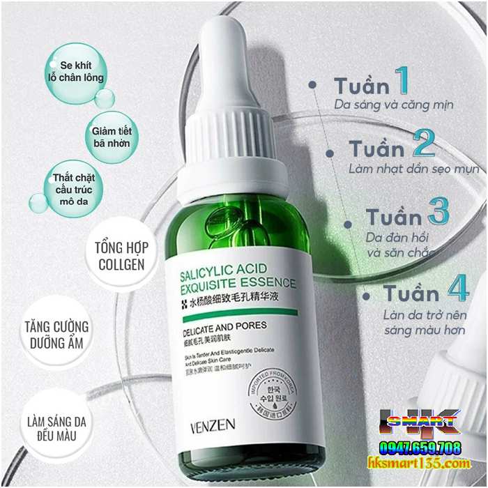Serum Axit Salicylic 30ml/ 60gr- Tinh Chất Se Khít Thu Nhỏ Lỗ Chân Lông, Lột Mụn Đầu Đen, Dưỡng Trắng Chống Lão Hóa Trẻ Hóa Làn Da