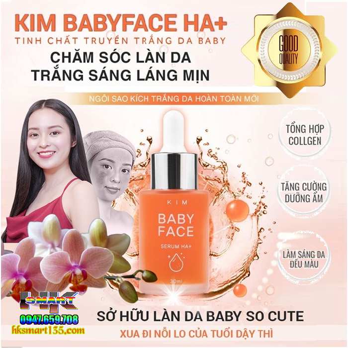 Serum Kim Baby Face Ha+ Tinh Chất Truyền Trắng Mờ Nám Tàn Nhang Sáng Da Từ Bên Trong