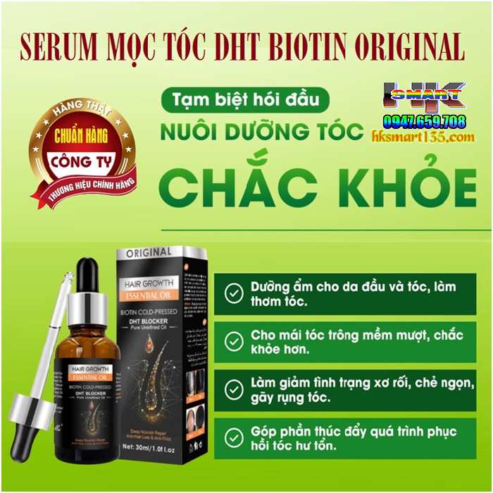 Serum Mọc Tóc DHT Blocker Biotin Original Kích Mọc Tóc Đen Giảm Gãy Rụng 30ml