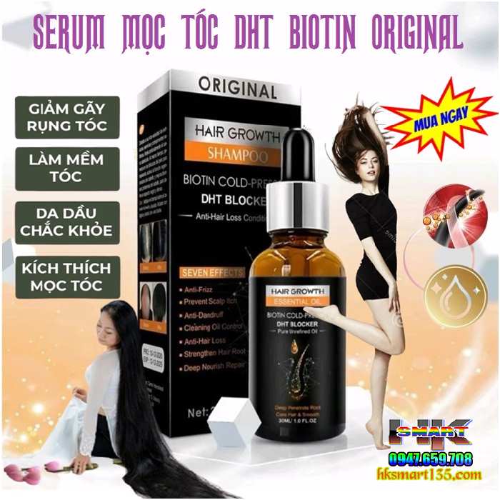 Serum Mọc Tóc Dht Biotin Original Kích Mọc Tóc Đen Dày Bóng Khỏe Giảm Gãy Rụng