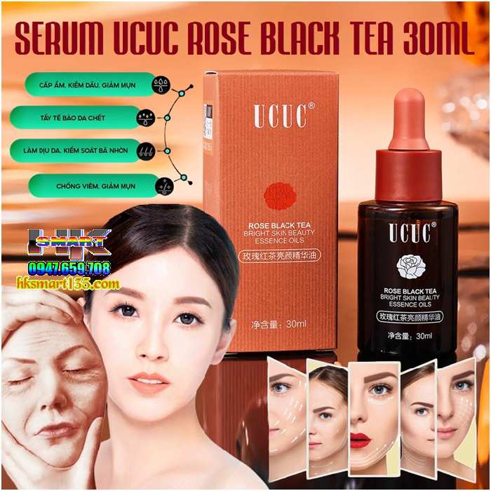 Serum Ucuc Rose Black Tea 30ml- Tinh Chất Trẻ Hóa Làn Da, Chống Lão Hóa, Tăng Độ Đàn Hồi, Giảm Nếp Nhăn