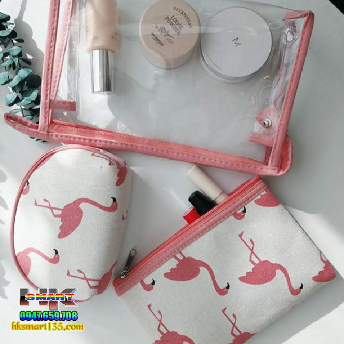 Set 3 túi đựng mỹ phẩm Hồng Hạc