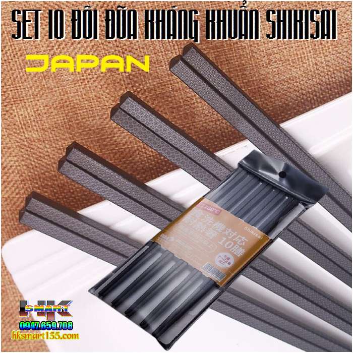 Set 10 đôi đũa kháng khuẩn Shikisai Nhật Bản