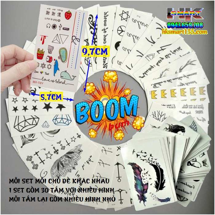 Set 30 Tấm Hình Xăm Dán Mini