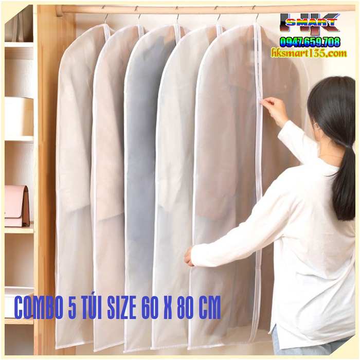 Set 5 Túi bọc quần áo treo tủ chống bụi