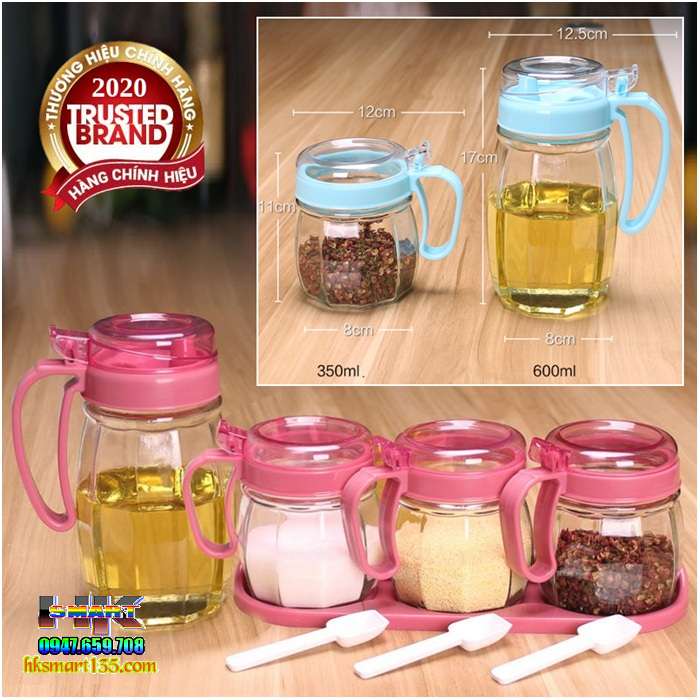 Set 5 lọ thủy tinh đựng gia vị tiện dụng