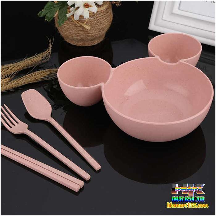 Set bát tập ăn dặm Micky chất liệu lúa mạch