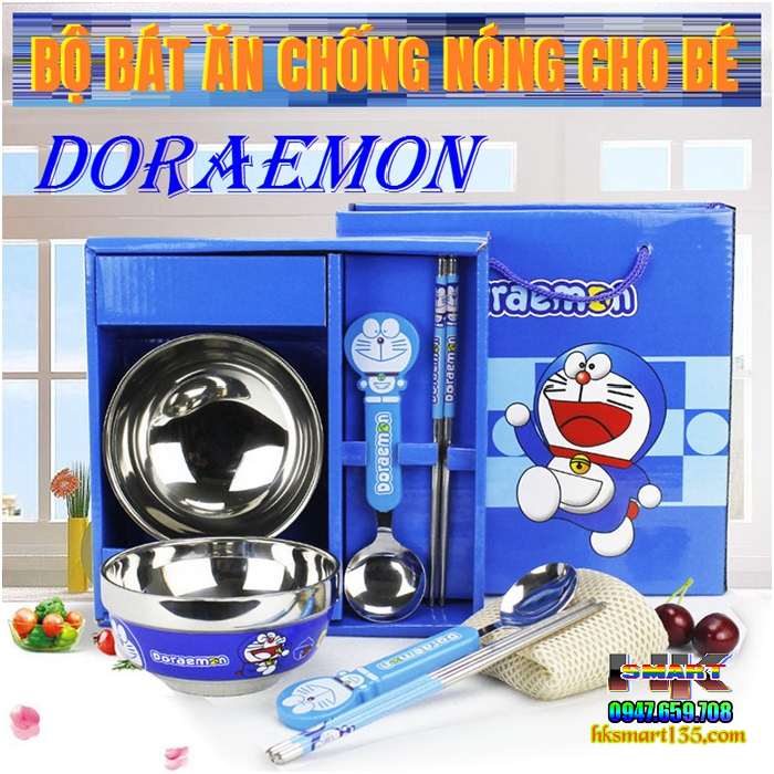 Bộ bát chống nóng hello kitty- doremon