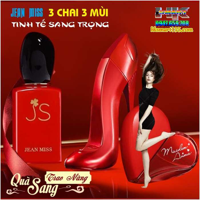Set Hộp 3 Chai Nước Hoa Nữ Jean Miss Bộ Quà Tặng Cao Cấp Quyến Rũ Sang Trọng
