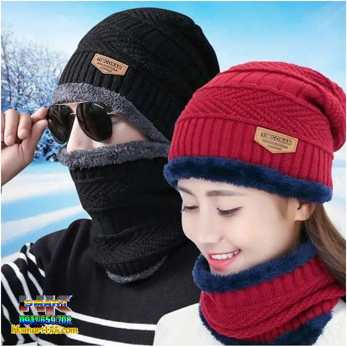 Set mũ len kèm khăn ống cho nam và nữ