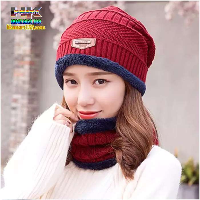 Set mũ len kèm khăn ống cho nam và nữ