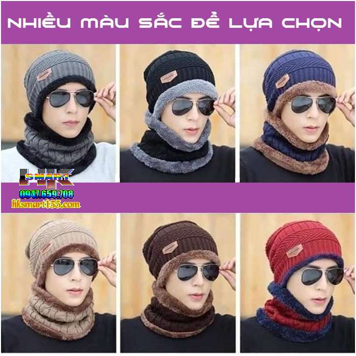 Set mũ len kèm khăn ống cho nam và nữ