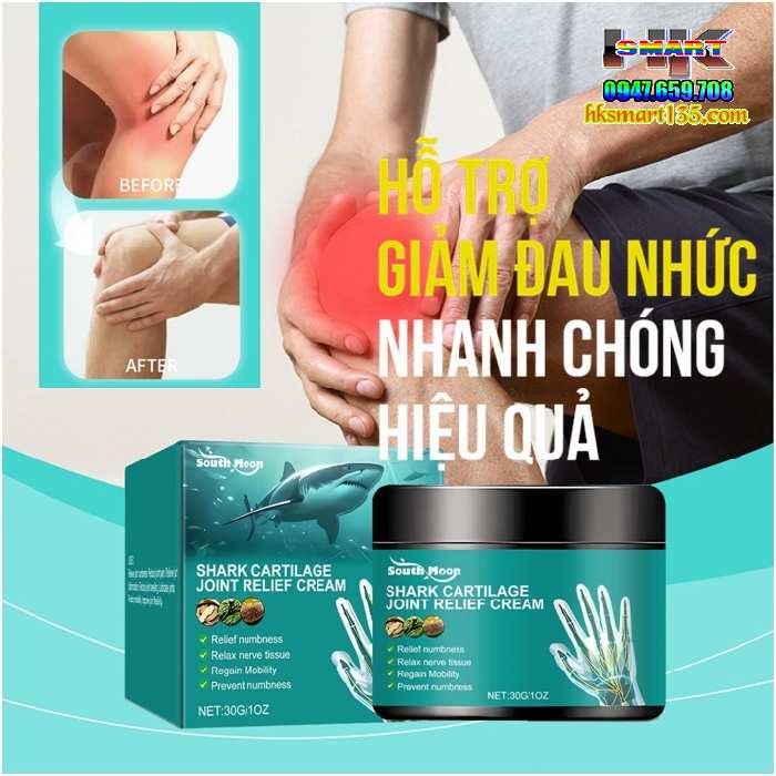 Shark Cartilage Joint Relief Cream 30gr- Kem Sụn Cá Mập Giảm Đau Khớp, Giảm Tê Bì Tay Chân, Thư Giãn Mô Thần Kinh