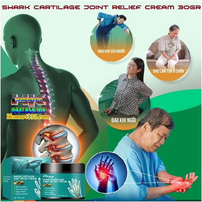 Shark Cartilage Joint Relief Cream 30gr- Kem Sụn Cá Mập Giảm Đau Khớp, Giảm Tê Bì Tay Chân, Thư Giãn Mô Thần Kinh