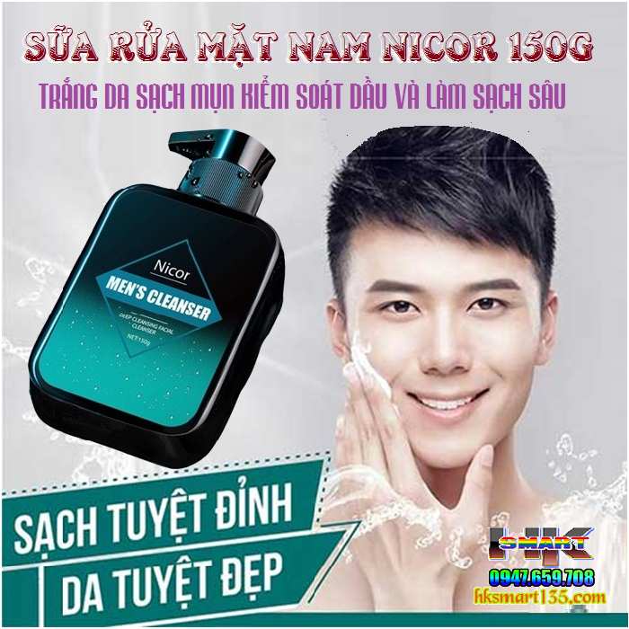 Sữa Rửa Mặt Nam Nicor 150g Trắng Da Sạch Mụn kiểm Soát Dầu Và Làm Sạch Sâu