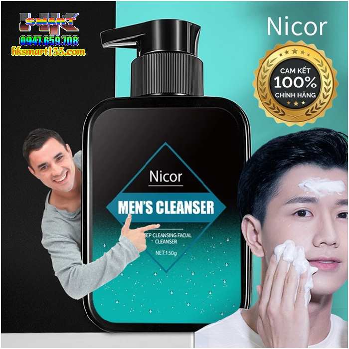 Sữa Rửa Mặt Nam Nicor 150g Trắng Da Sạch Mụn kiểm Soát Dầu Và Làm Sạch Sâu