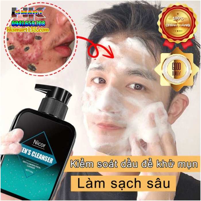 Sữa Rửa Mặt Nam Nicor 150g Trắng Da Sạch Mụn kiểm Soát Dầu Và Làm Sạch Sâu