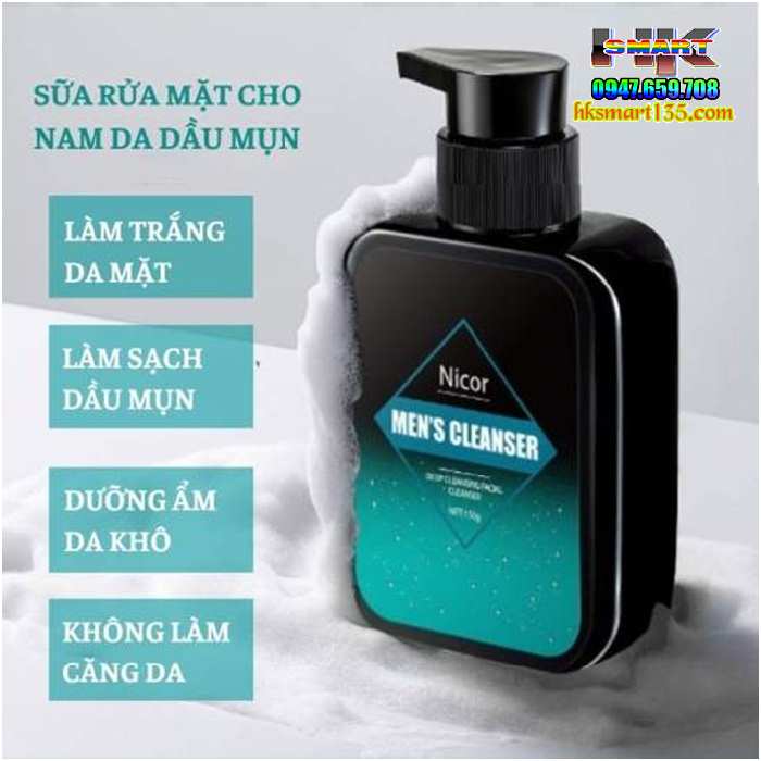 Sữa Rửa Mặt Nam Nicor 150g Trắng Da Sạch Mụn kiểm Soát Dầu Và Làm Sạch Sâu