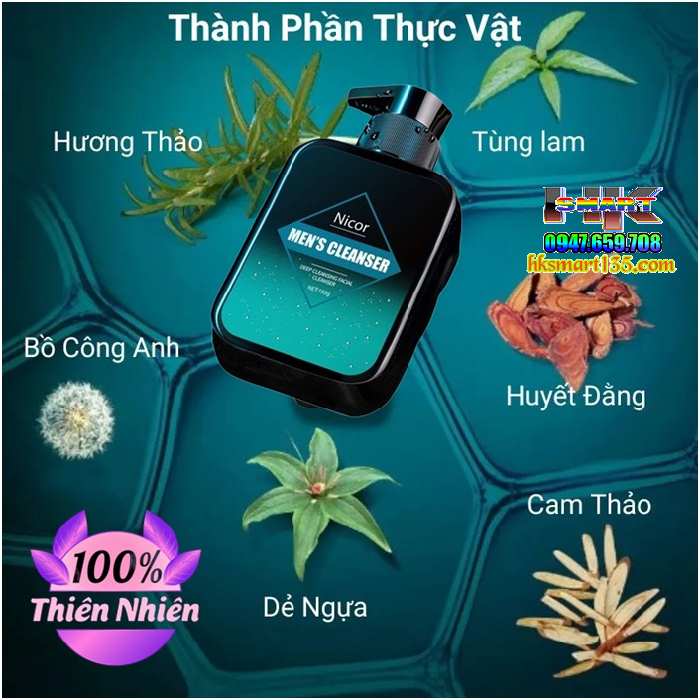 Sữa Rửa Mặt Nam Nicor 150g Trắng Da Sạch Mụn kiểm Soát Dầu Và Làm Sạch Sâu