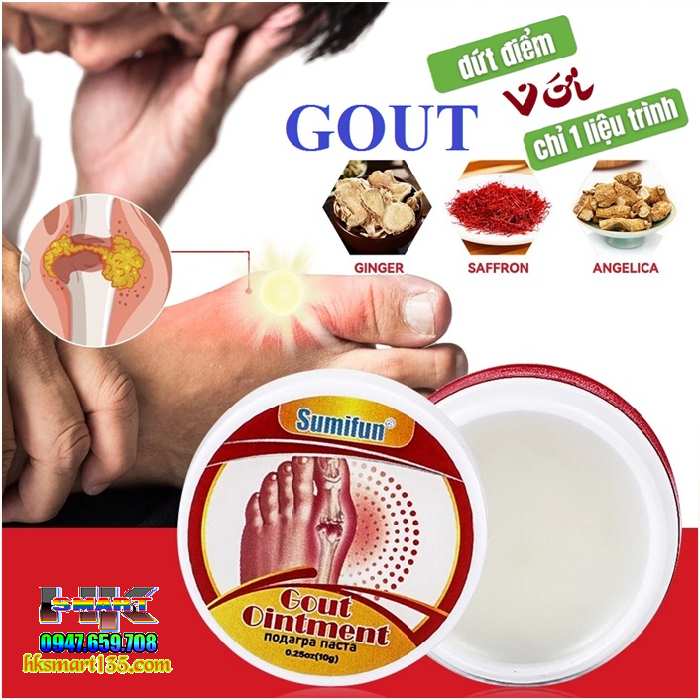 Sumifun Gout Ointment - Kem Thoa Giảm Sưng Đau Gout, Xẹp Tophi, Hỗ Trợ Cho Người Bị Gút