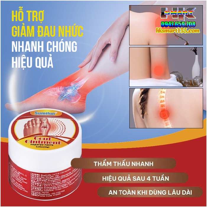 Sumifun Gout Ointment - Kem Thoa Giảm Sưng Đau Gout, Xẹp Tophi, Hỗ Trợ Cho Người Bị Gút