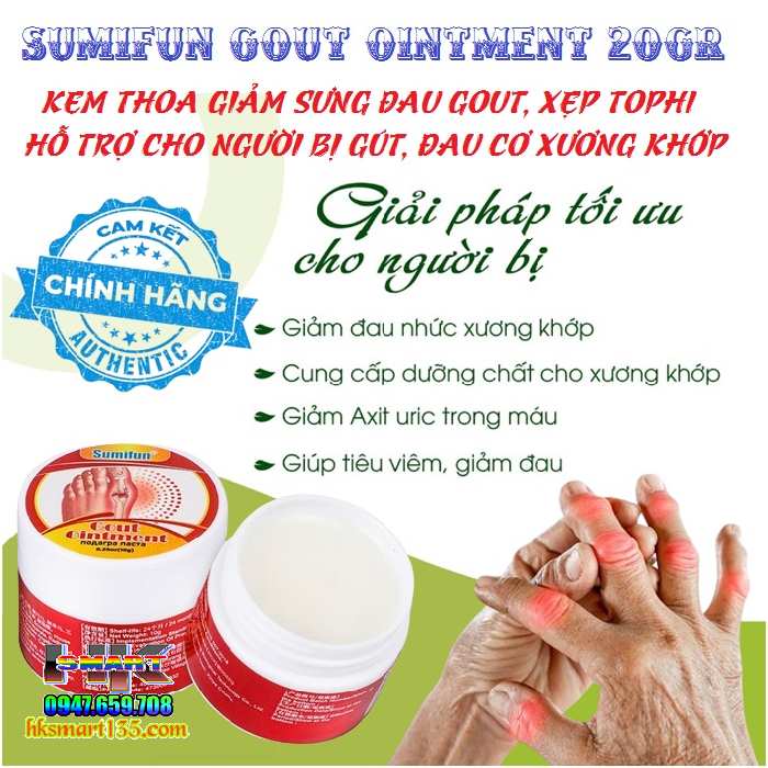 Sumifun Gout Ointment - Kem Thoa Giảm Sưng Đau Gout, Xẹp Tophi, Hỗ Trợ Cho Người Bị Gút
