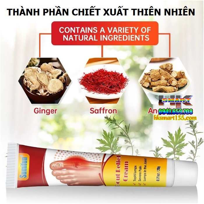 Kem Thoa Giảm Sưng Đau Gout, Xẹp Tophi Sumifun Gout Relief Cream 20gr