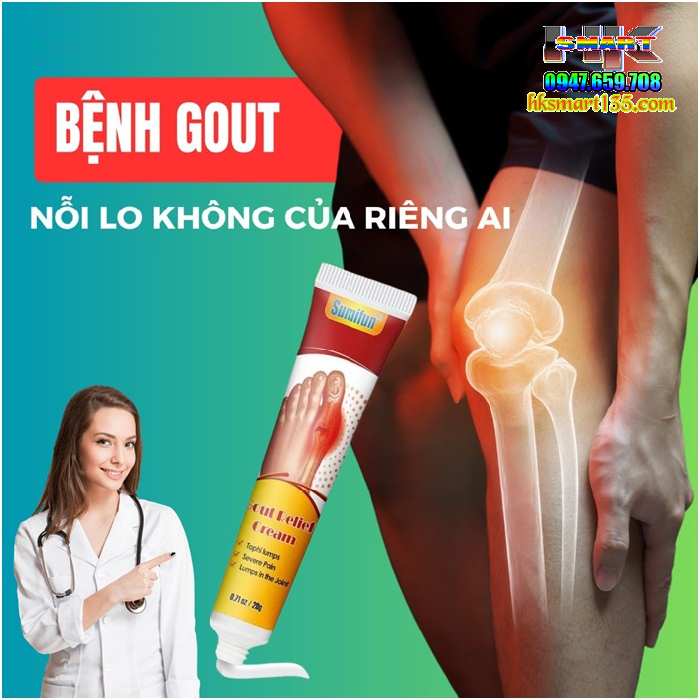 Kem Thoa Giảm Sưng Đau Gout, Xẹp Tophi Sumifun Gout Relief Cream 20gr