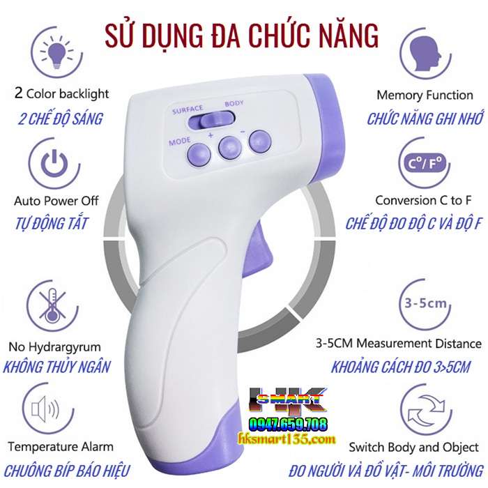 Nhiệt kế hồng ngoại đa chức năng UX-A-01
