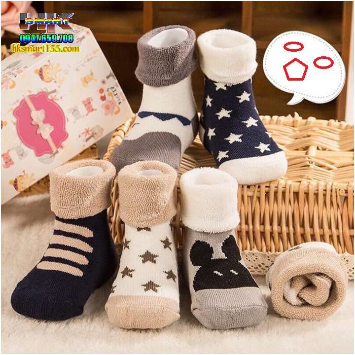 Set 3 đôi tất len xù cho bé