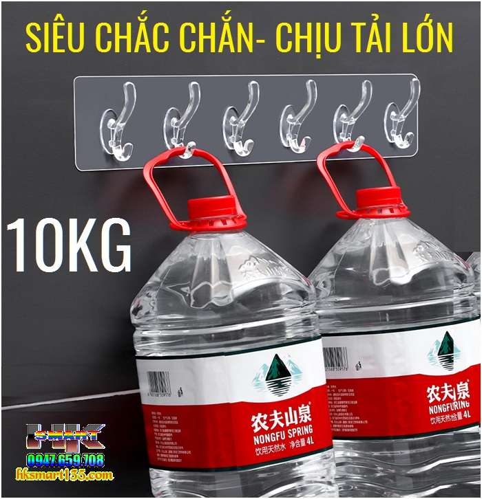 Thanh treo 6 móc dán tường siêu dính