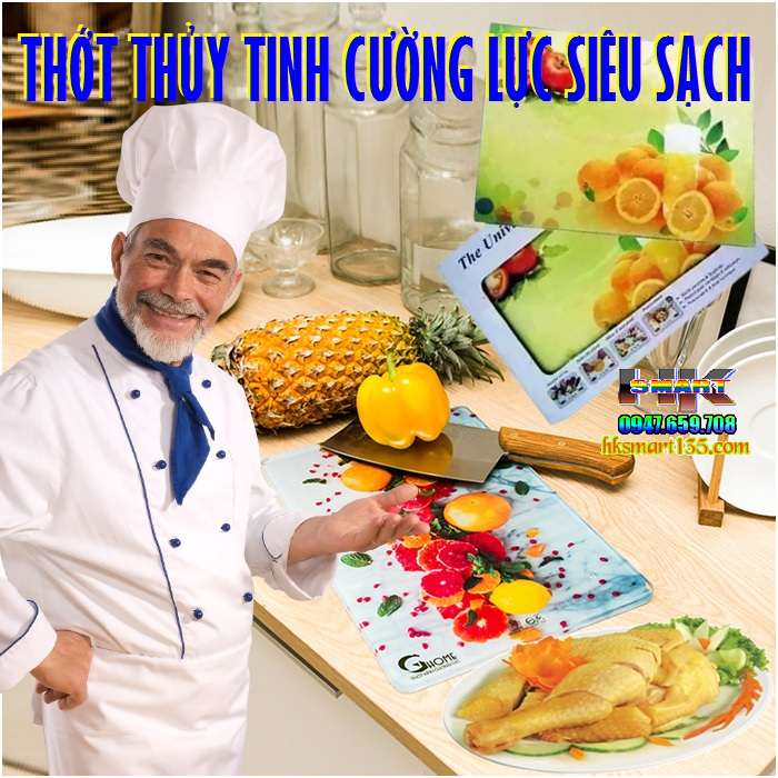 Thớt thủy tinh cường lực họa tiết 3D siêu sạch