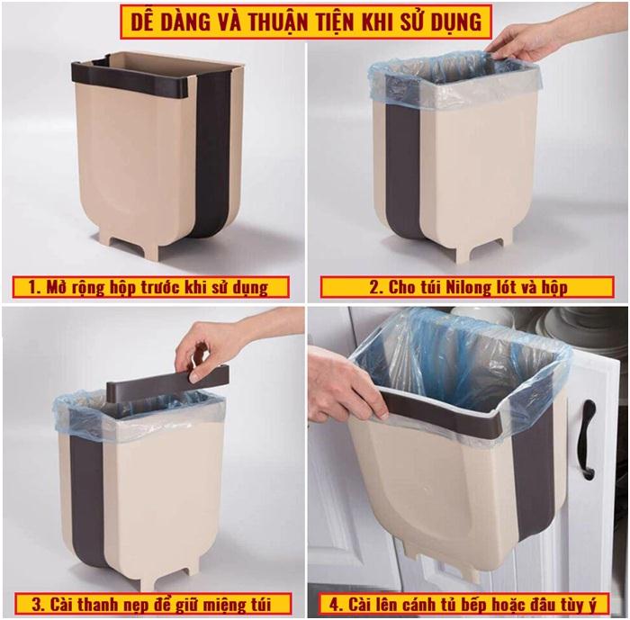 Thùng đựng rác gấp gọn tiện ích đa năng