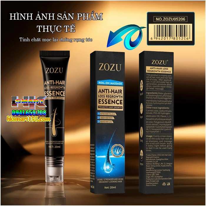 Tinh Chất Kích Thích Mọc Tóc Zozu 20ml Ngăn Ngừa Gãy Rụng Hỗ Trợ Nuôi Dưỡng Phục Hồi Tóc Hư Tổn