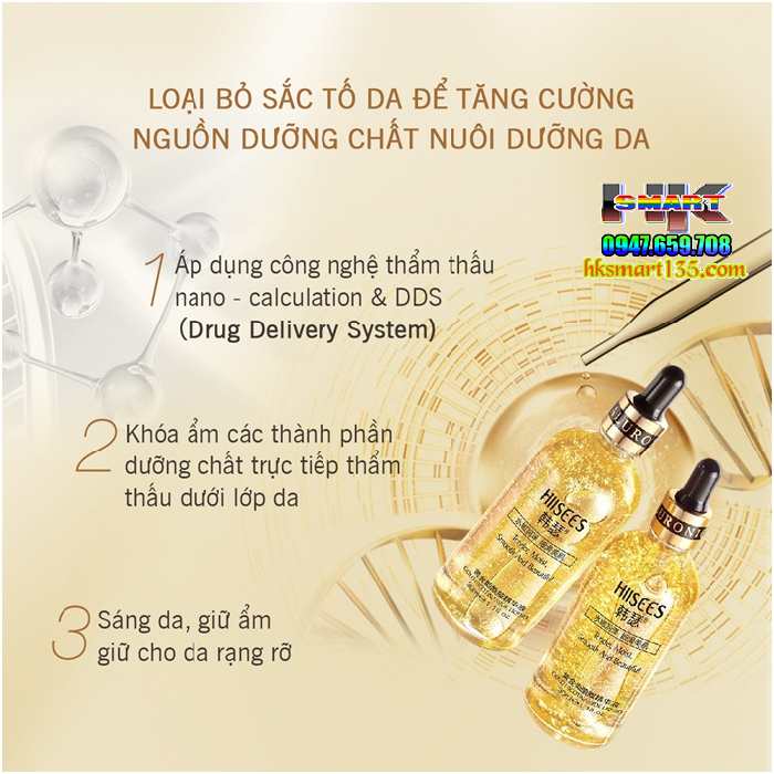Tinh chất vàng dưỡng trắng da Gold 24k HIISEES 30ml