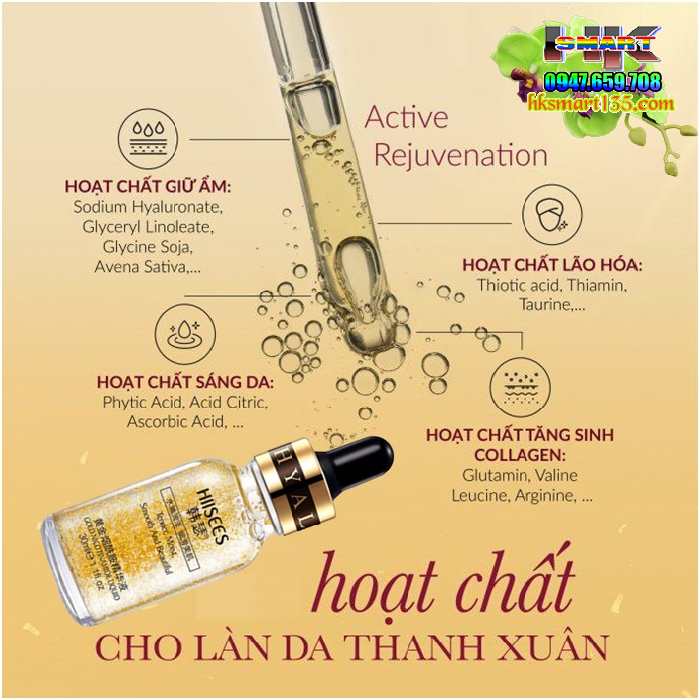 Tinh chất vàng dưỡng trắng da Gold 24k HIISEES 30ml