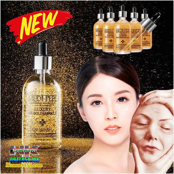 Serum Medi Peel Luxury 24k Gold Ampoule 30ml, tinh chất làm trắng da, giúp da căng bóng, ngăn ngừa lão hoá