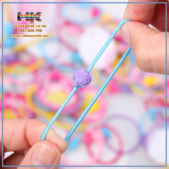 Set túi 50 dây buộc tóc dễ thương