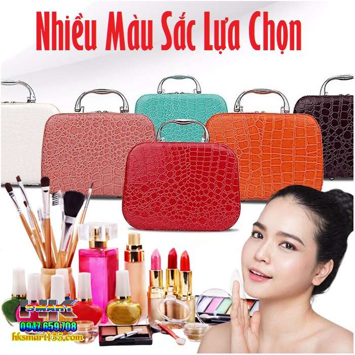 Hộp đựng mỹ phẩm vân cá sấu