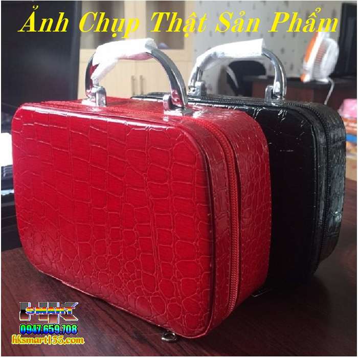 Hộp đựng mỹ phẩm vân cá sấu